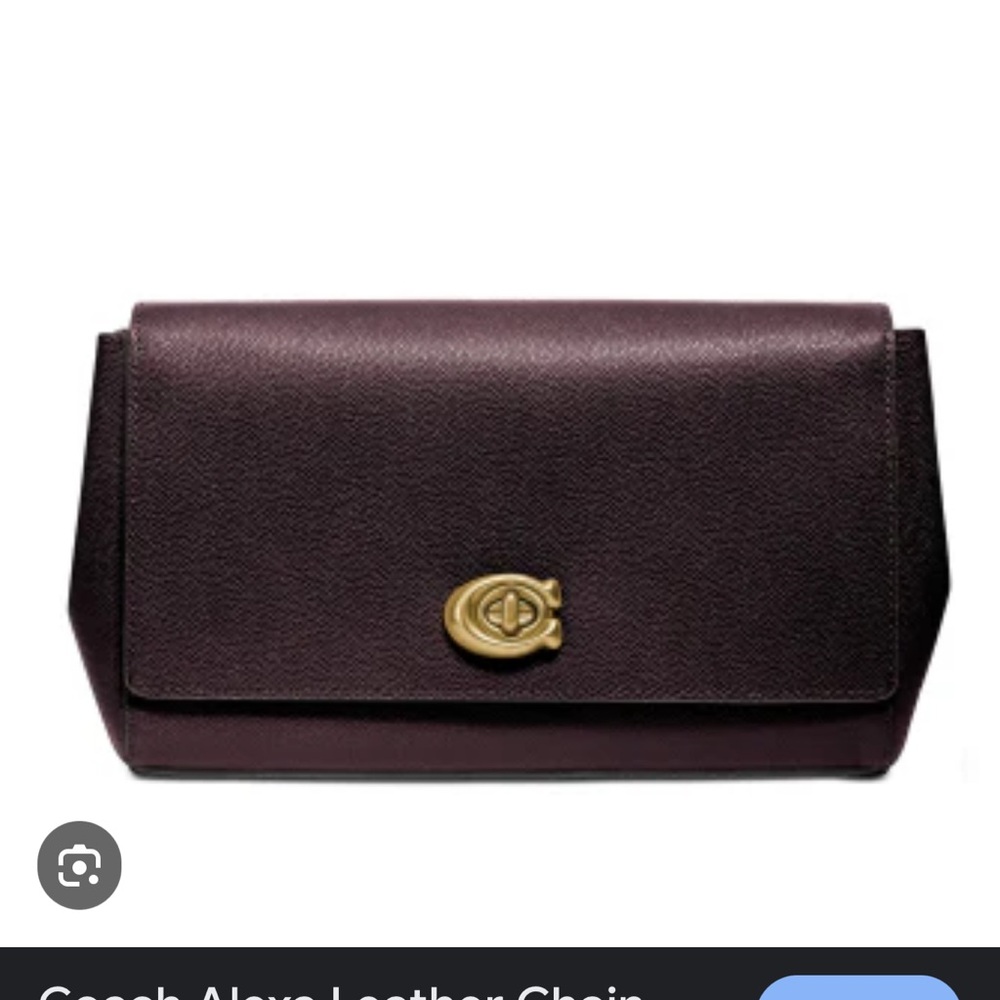 Coach Alexa Leather  Chain Clutch - Oxblood